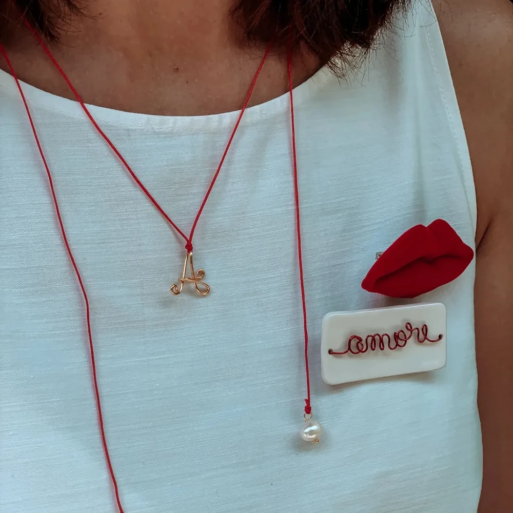 Colier cu inițială și perlă - imagine 3