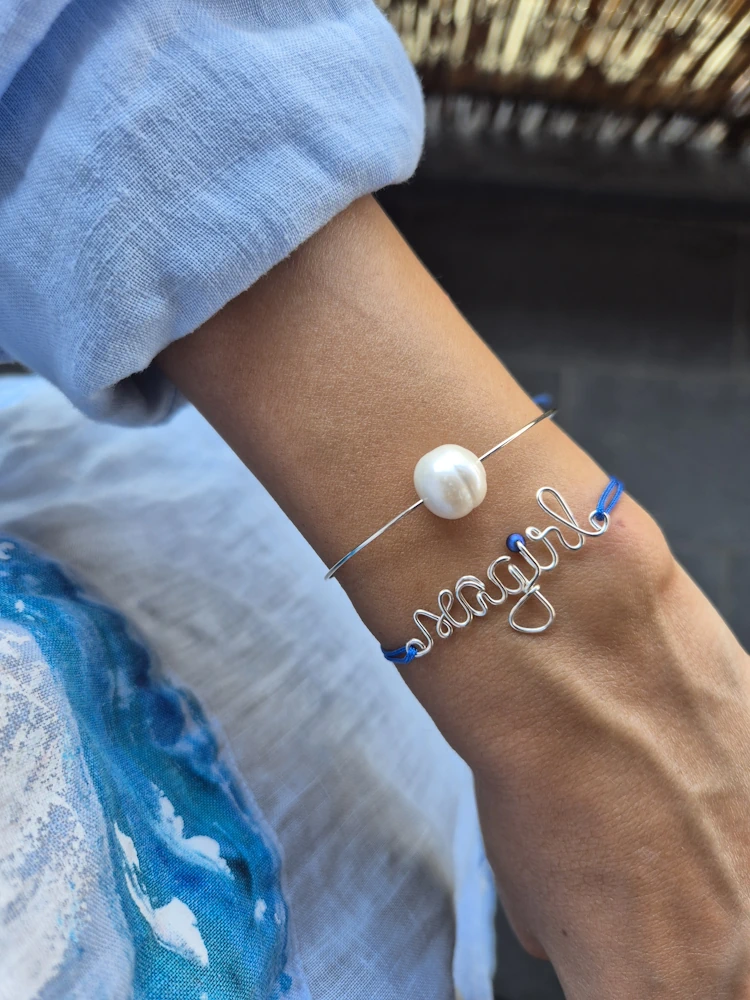 Set brățară cu perlă și brațară-cuvânt - imagine 2