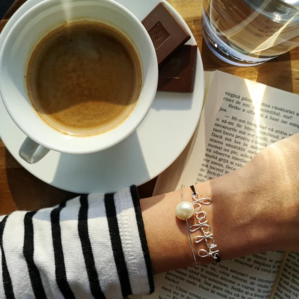 Set brățară cu perlă și brațară-cuvânt