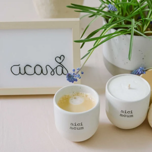 Set „aici acum” – lumânare + cană + ramă personalizată